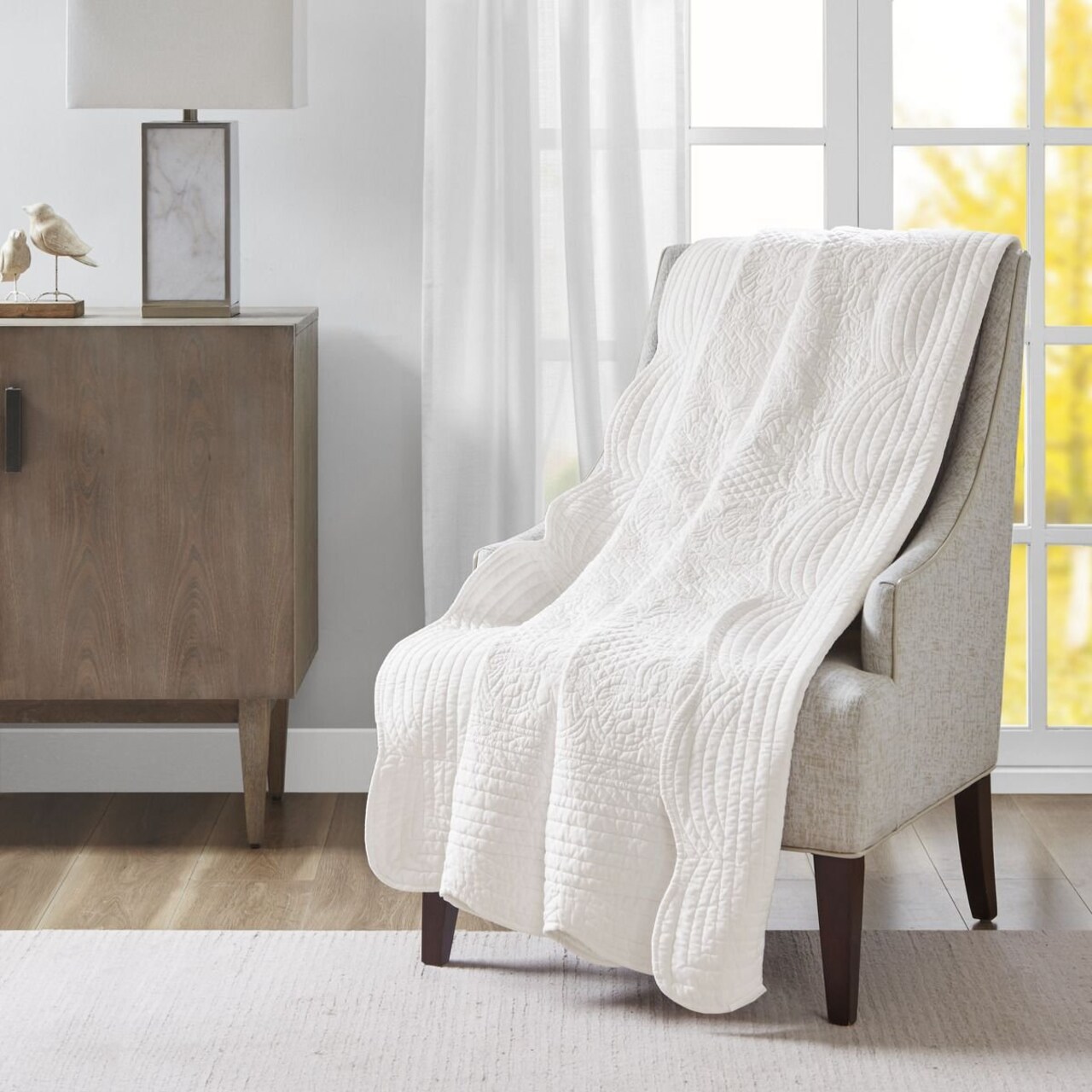 Edge Collections - 60" x 72" - Oversized Quilted Throw With Scalloped Edges